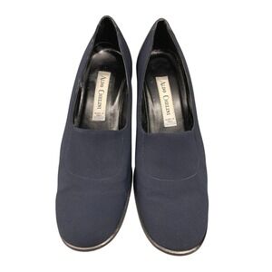Aldo Chelini Pumps Women's 8.5M Black Block Heel Leather Italy Classic Casual
